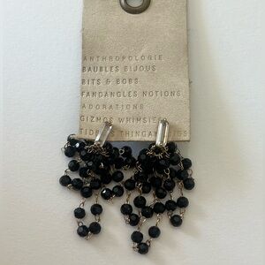 Anthropologie Black Beaded Dangle Earrings